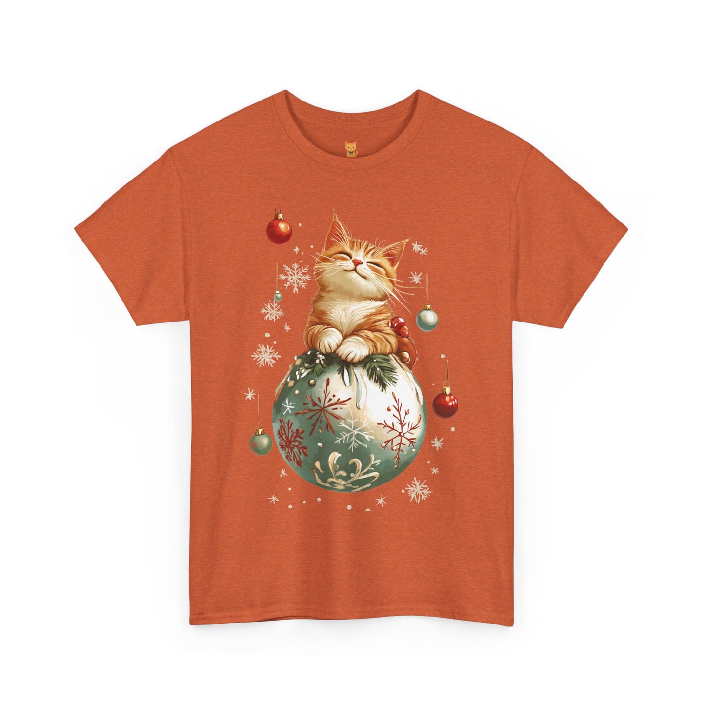 Holiday Ornament Cat T-Shirt – Cute Festive Cat Design with Christmas Ornaments