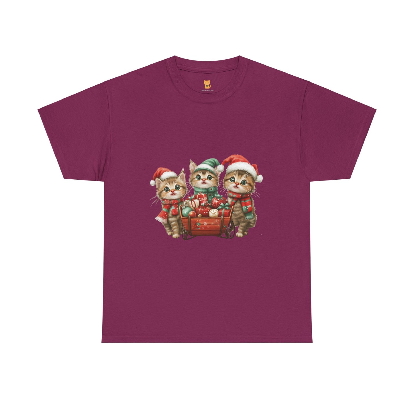 Christmas Cats Wagon T-Shirt - Cute Holiday Cat Design with Festive Cheer