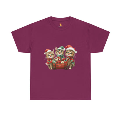 Christmas Cats Wagon T-Shirt - Cute Holiday Cat Design with Festive Cheer