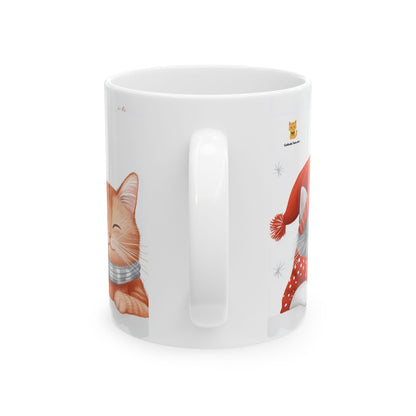 Cozy Cats Winter Mug – Festive Ceramic Coffee Cup with Adorable Cats in Hats and Scarves