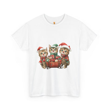 Christmas Cats Wagon T-Shirt - Cute Holiday Cat Design with Festive Cheer