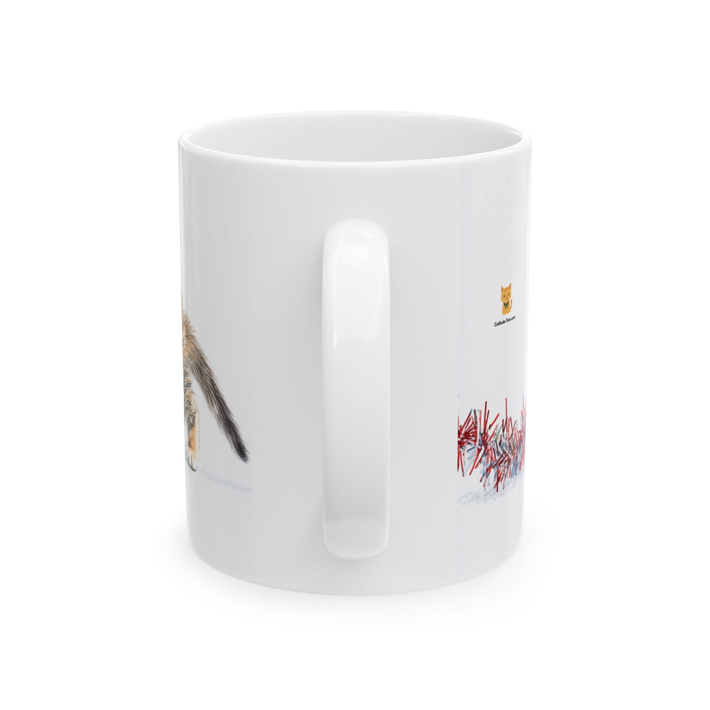 Christmas Kitten Mug – Festive Ceramic Coffee Cup with Playful Kitten in Santa Hat