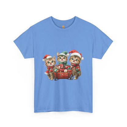 Christmas Cats Wagon T-Shirt - Cute Holiday Cat Design with Festive Cheer