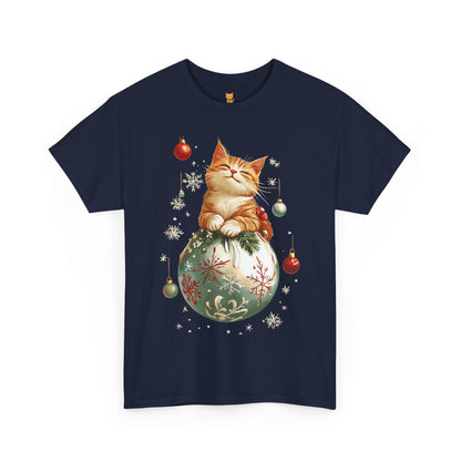 Holiday Ornament Cat T-Shirt – Cute Festive Cat Design with Christmas Ornaments