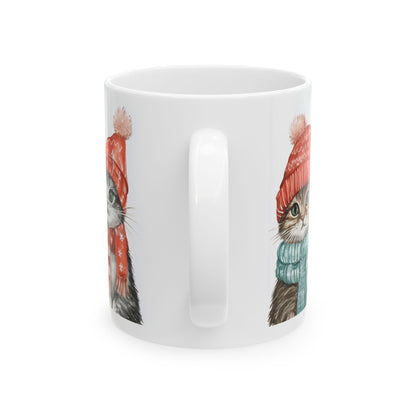 Cozy Winter Cat Mug – Adorable Cats in Festive Hats and Scarves – Perfect Gift for Cat Lovers