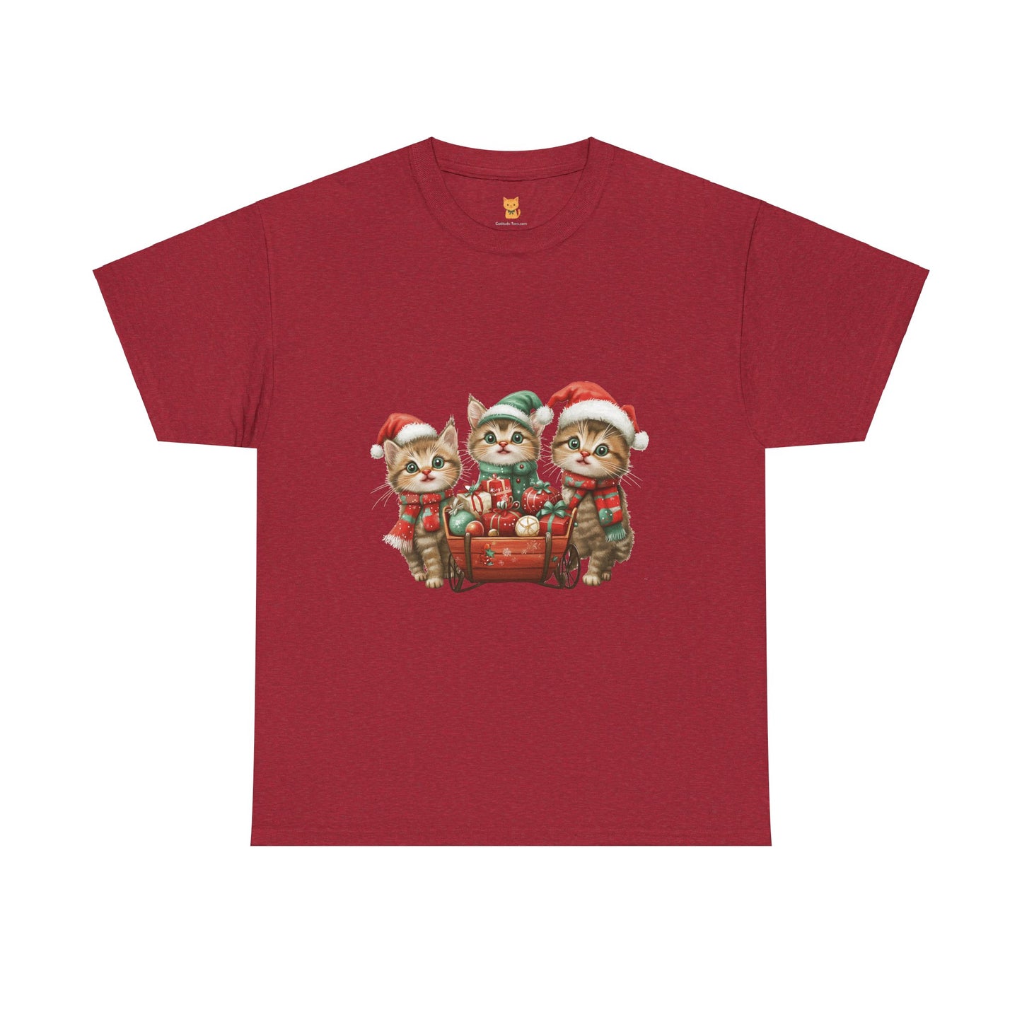 Christmas Cats Wagon T-Shirt - Cute Holiday Cat Design with Festive Cheer