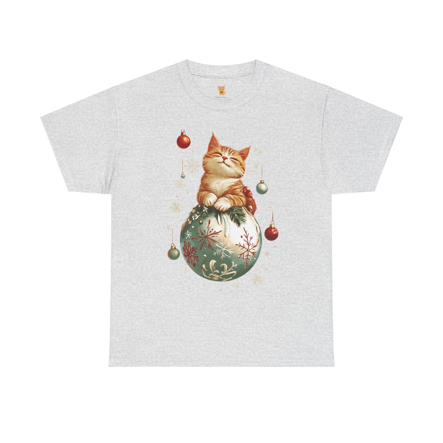 Holiday Ornament Cat T-Shirt – Cute Festive Cat Design with Christmas Ornaments