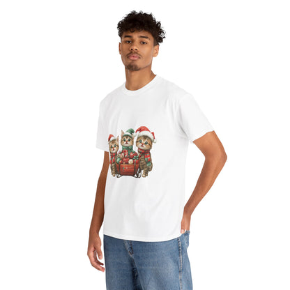 Christmas Cats Wagon T-Shirt - Cute Holiday Cat Design with Festive Cheer