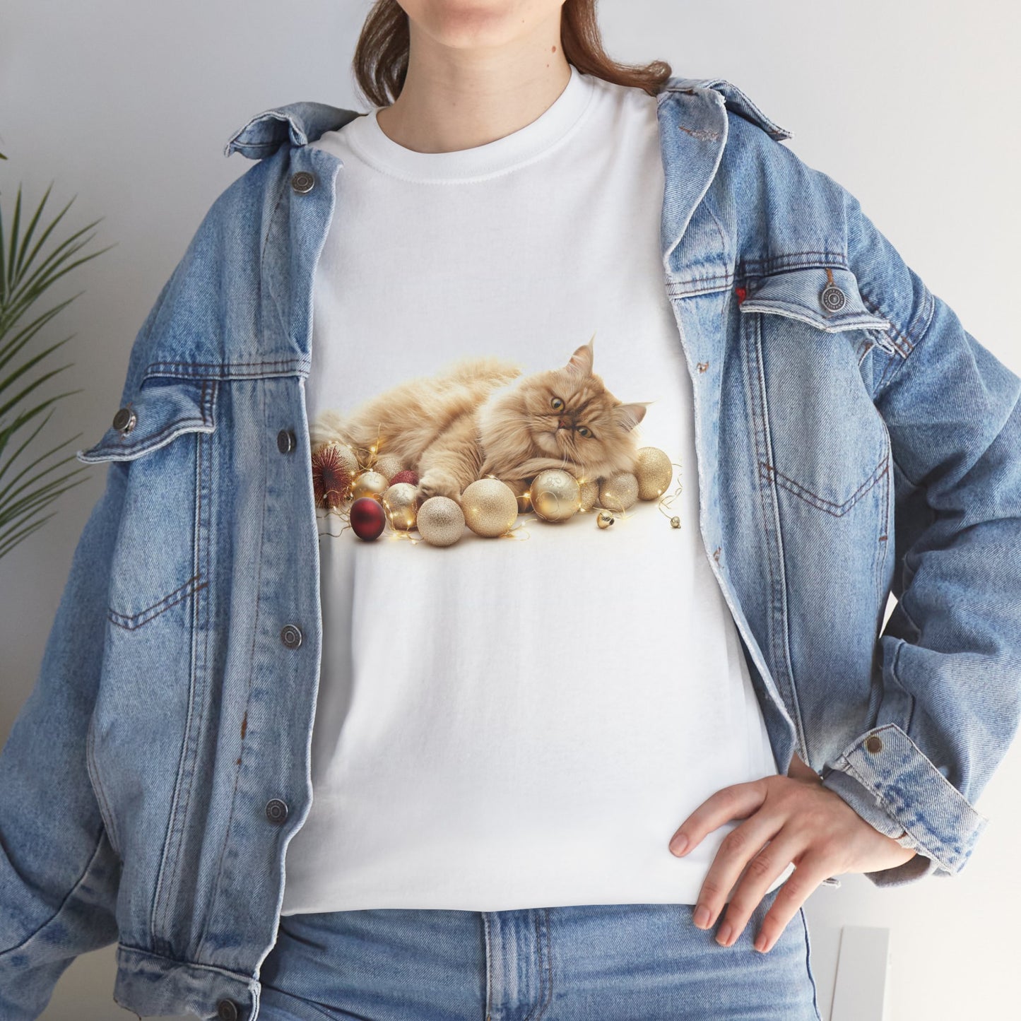 Festive Nap Cat T-Shirt – Cozy Holiday Design Featuring a Sleeping Cat and Ornaments