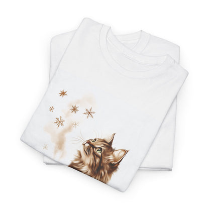 Cozy Cat Coffee T-Shirt - Cute Kitten and Coffee Cup Design on Comfortable Cotton Tee