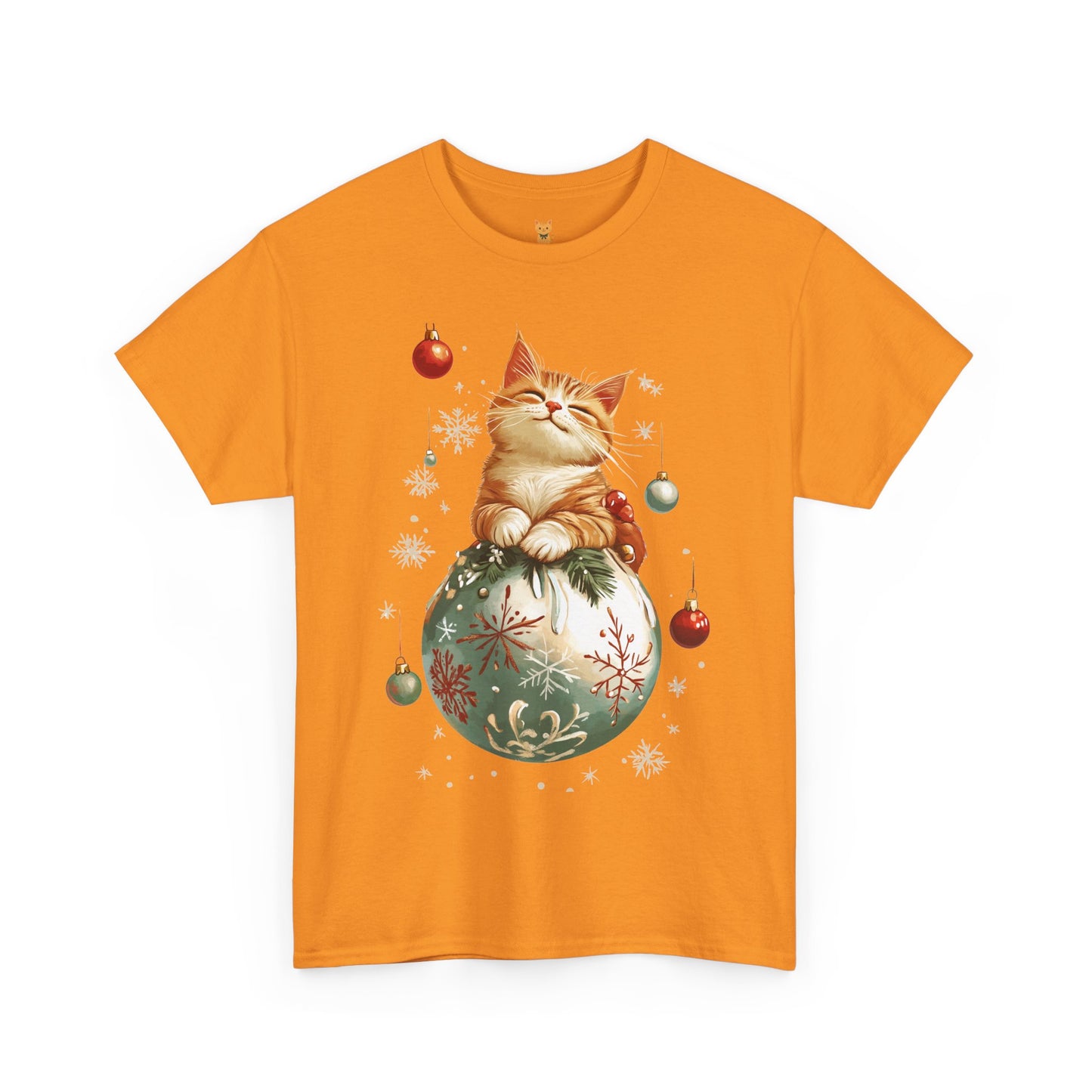 Holiday Ornament Cat T-Shirt – Cute Festive Cat Design with Christmas Ornaments