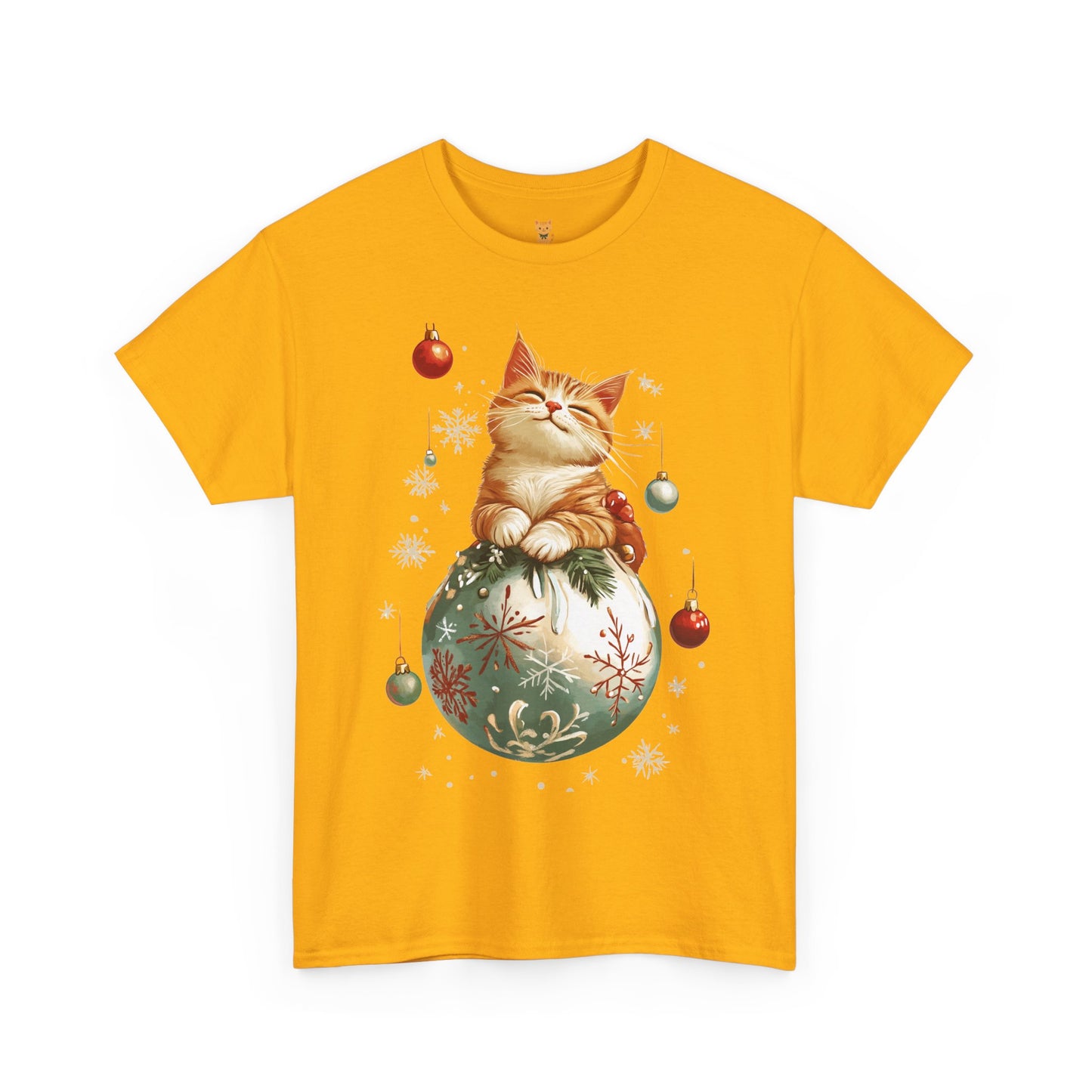 Holiday Ornament Cat T-Shirt – Cute Festive Cat Design with Christmas Ornaments