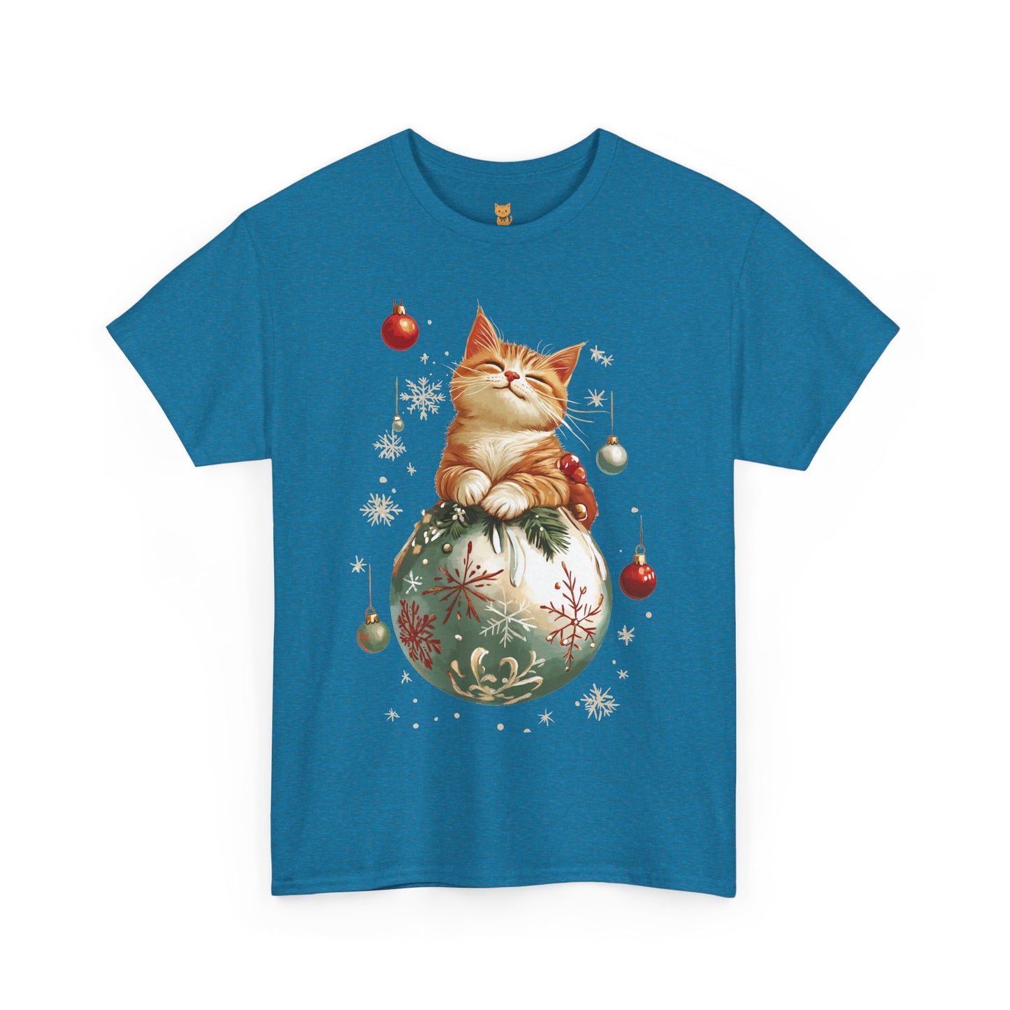 Holiday Ornament Cat T-Shirt – Cute Festive Cat Design with Christmas Ornaments