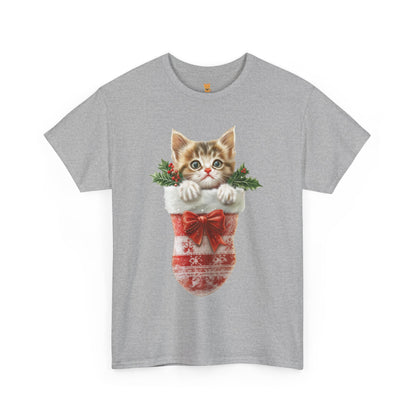 Christmas Stocking Cat T-Shirt – Adorable Festive Cat in Stocking Design