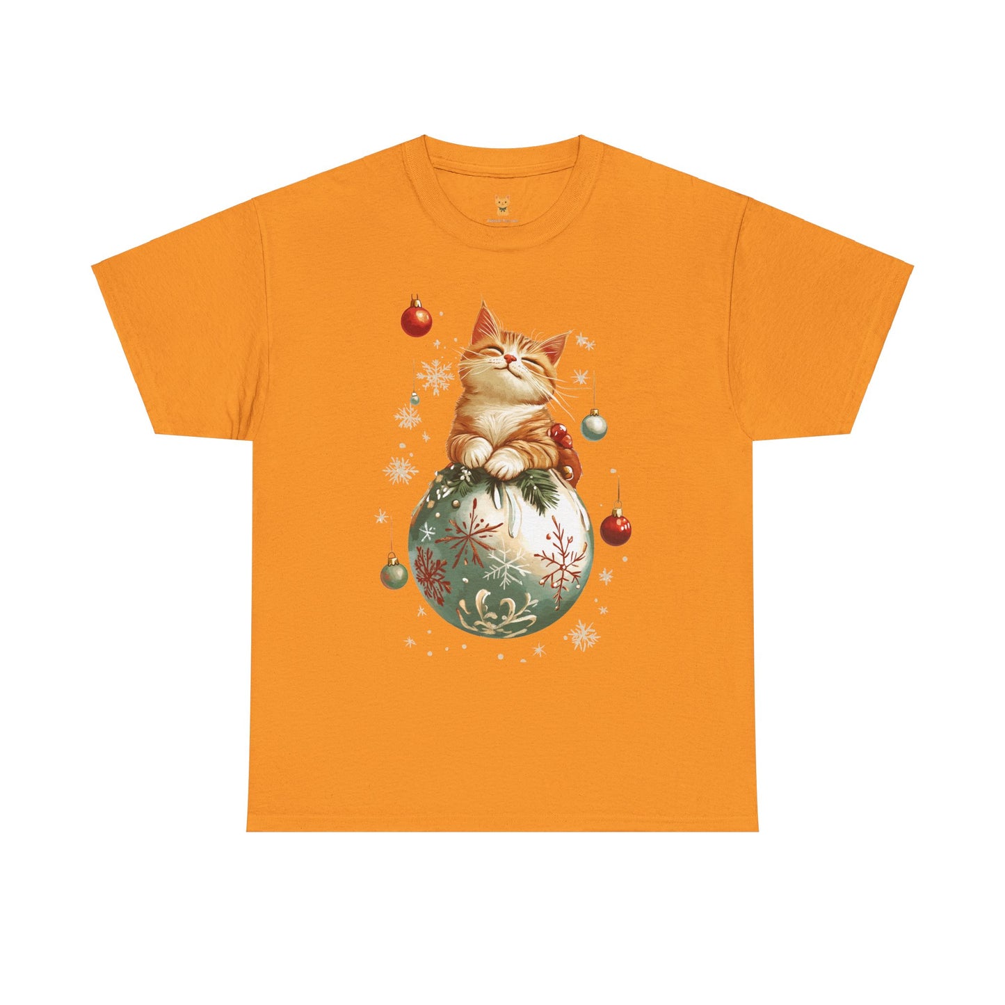 Holiday Ornament Cat T-Shirt – Cute Festive Cat Design with Christmas Ornaments