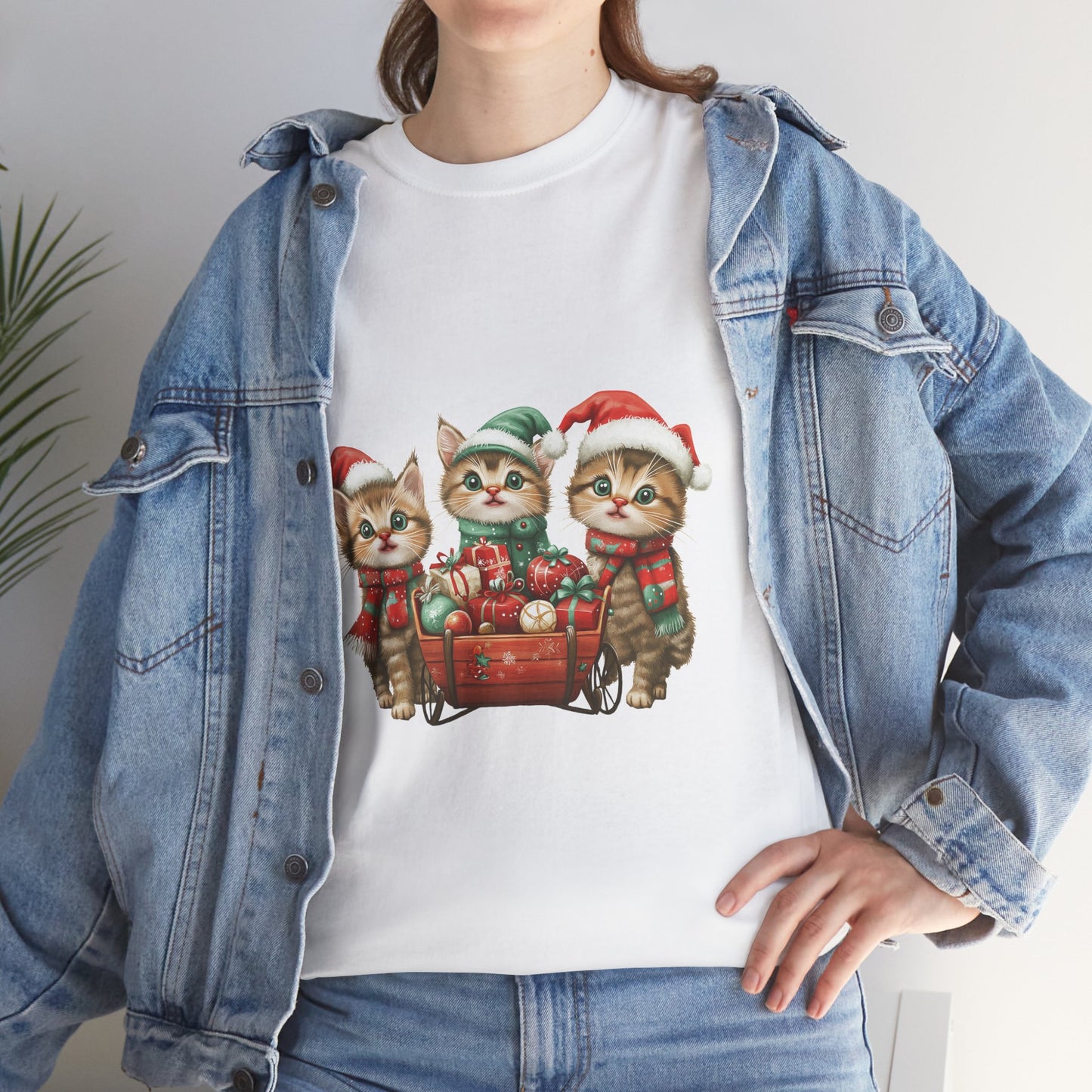 Christmas Cats Wagon T-Shirt - Cute Holiday Cat Design with Festive Cheer