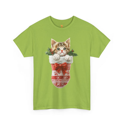 Christmas Stocking Cat T-Shirt – Adorable Festive Cat in Stocking Design