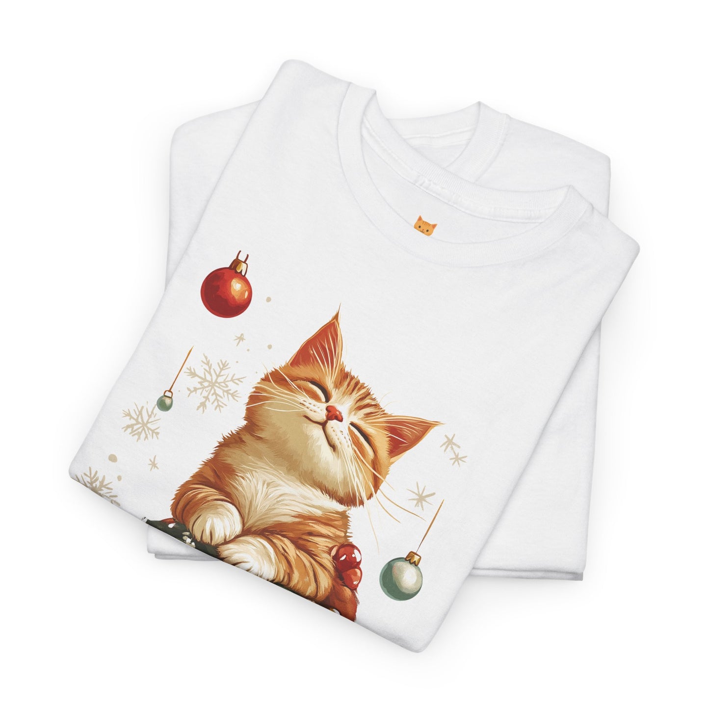 Holiday Ornament Cat T-Shirt – Cute Festive Cat Design with Christmas Ornaments