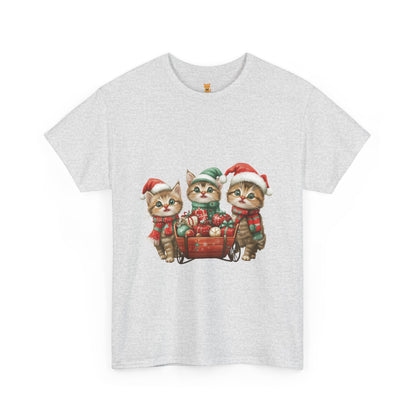 Christmas Cats Wagon T-Shirt - Cute Holiday Cat Design with Festive Cheer