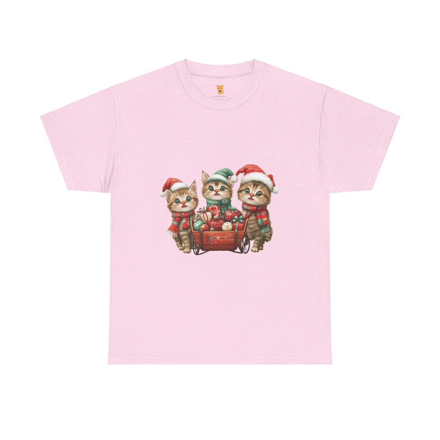 Christmas Cats Wagon T-Shirt - Cute Holiday Cat Design with Festive Cheer