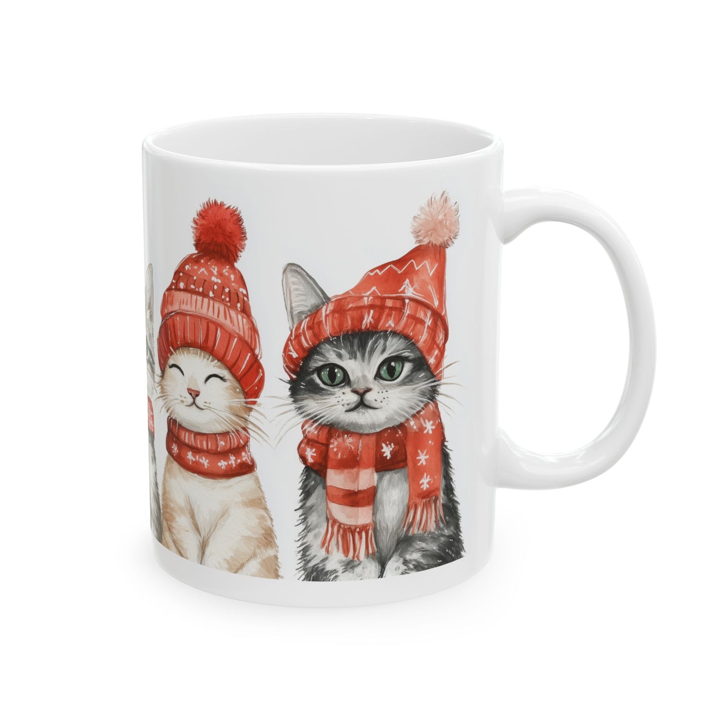 Cozy Winter Cat Mug – Adorable Cats in Festive Hats and Scarves – Perfect Gift for Cat Lovers