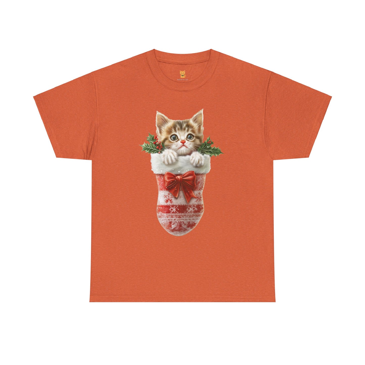 Christmas Stocking Cat T-Shirt – Adorable Festive Cat in Stocking Design