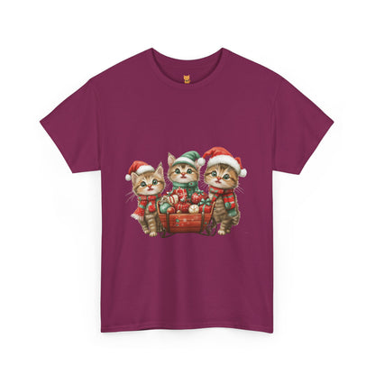 Christmas Cats Wagon T-Shirt - Cute Holiday Cat Design with Festive Cheer