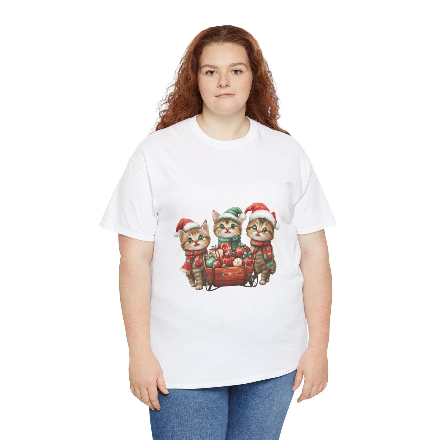 Christmas Cats Wagon T-Shirt - Cute Holiday Cat Design with Festive Cheer