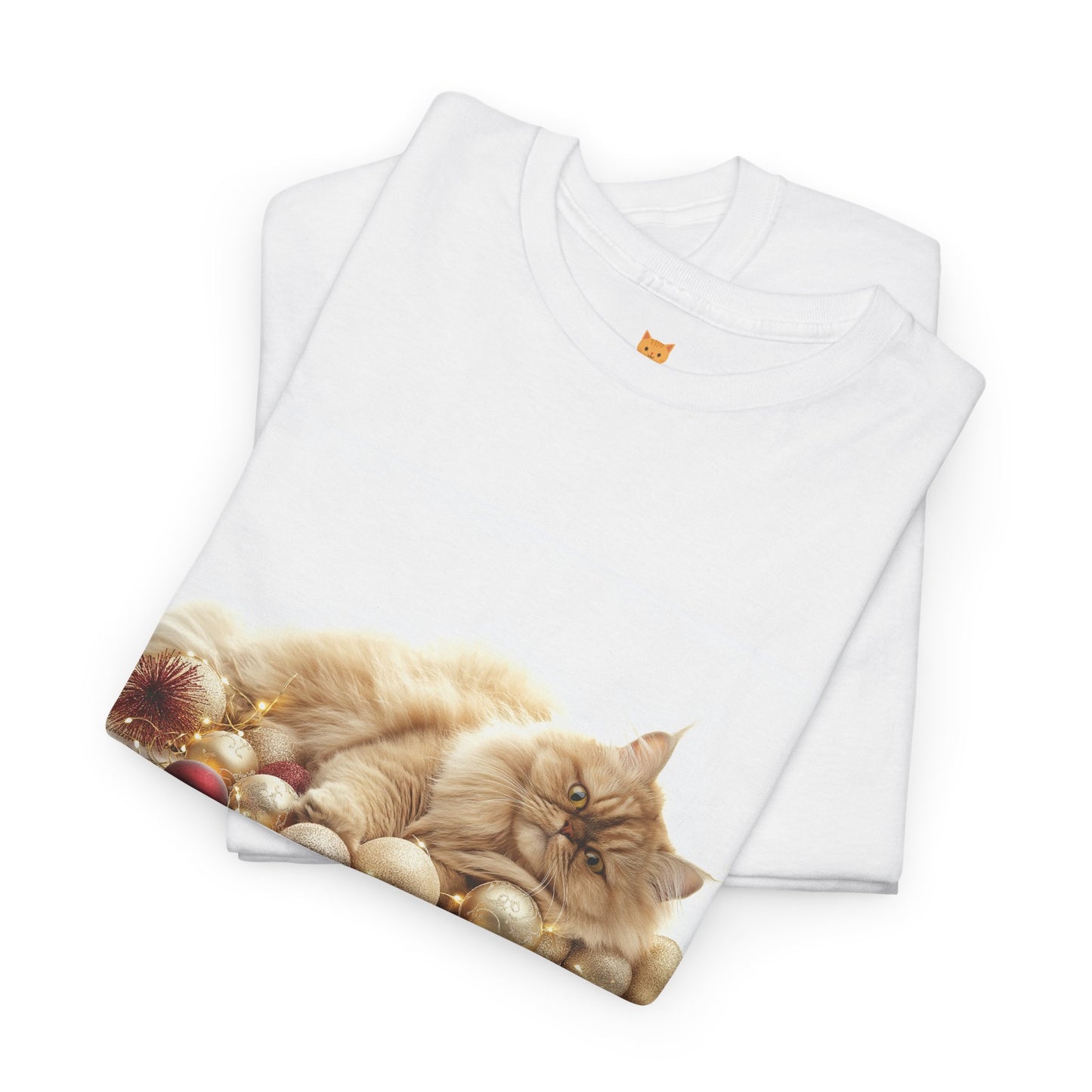 Festive Nap Cat T-Shirt – Cozy Holiday Design Featuring a Sleeping Cat and Ornaments