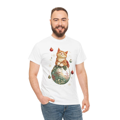 Holiday Ornament Cat T-Shirt – Cute Festive Cat Design with Christmas Ornaments