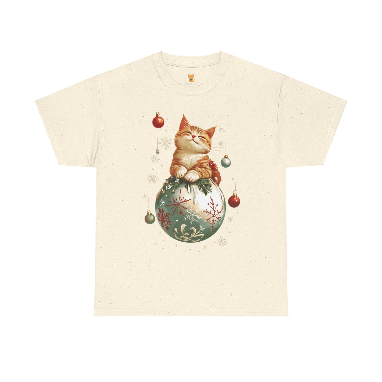 Holiday Ornament Cat T-Shirt – Cute Festive Cat Design with Christmas Ornaments