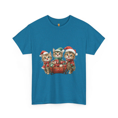 Christmas Cats Wagon T-Shirt - Cute Holiday Cat Design with Festive Cheer