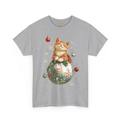 Holiday Ornament Cat T-Shirt – Cute Festive Cat Design with Christmas Ornaments