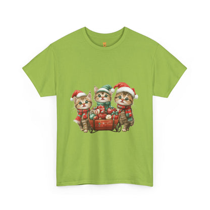 Christmas Cats Wagon T-Shirt - Cute Holiday Cat Design with Festive Cheer