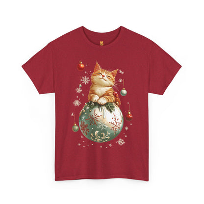 Holiday Ornament Cat T-Shirt – Cute Festive Cat Design with Christmas Ornaments