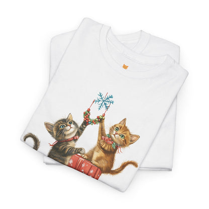 Merry Christmas Cats T Shirt Fun Xmas Design on Super Soft Cotton Tee