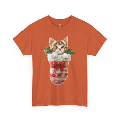 Christmas Stocking Cat T-Shirt – Adorable Festive Cat in Stocking Design